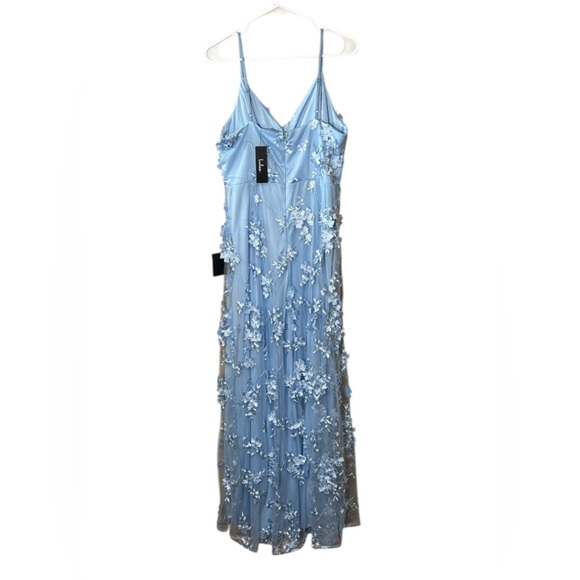 Lulu's Rare Presence Powder Blue 3D Floral Surplice Maxi Dress,Size XL,NWT - Picture 7 of 12